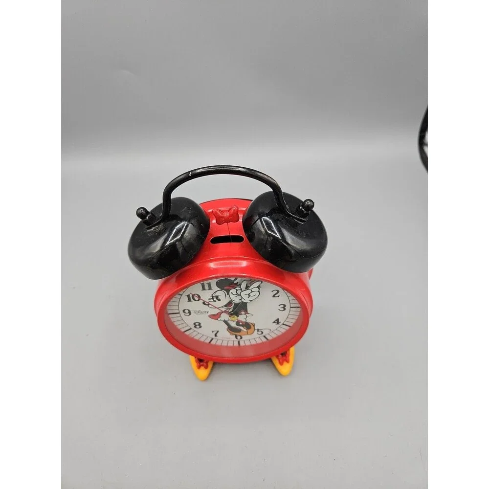 Disney Parks Minnie Mouse Red Twin Bell Alarm Clock with Feet Tested Works